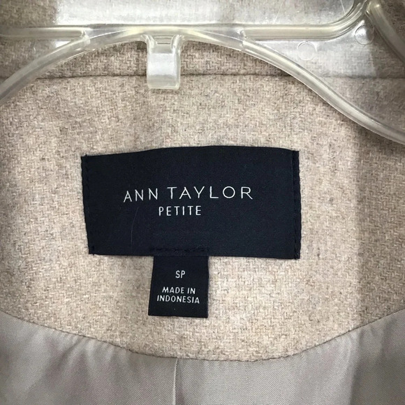 Ann Taylor Wool Blend Pea Coat Career Winter Creme/Tan Size Small Petite - Picture 5 of 11